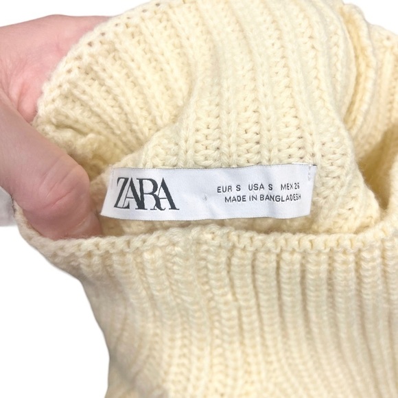 Zara Off White Cream Sweater Mock Neck Size Small Long Sleeved - Picture 4 of 5